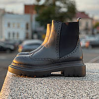 Ботинки челси Aquamarin кожаные на платформе черные оксфорды 38