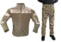Тактична військова форма (флісова тактична куртка + штани) комуфляж олівія