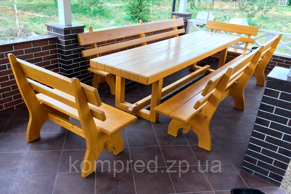 Комплект садовой деревянной мебели стол и 4 лавки Кливленд - фото 2 - id-p1662063762