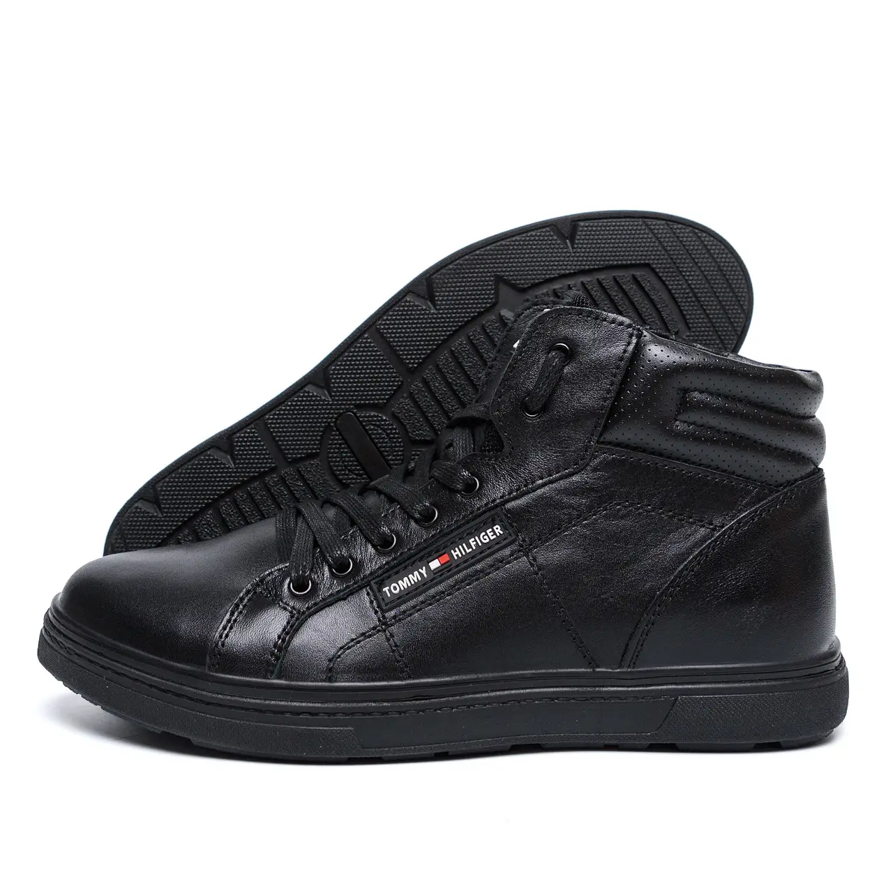 Мужские  зимние кожаные кроссовки Black р. 40 41 42 43 44 45
