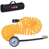 Шланг воздушный "VOIN" VP-104 спиральный 7,5 м з манометром/дефлятор/сумка