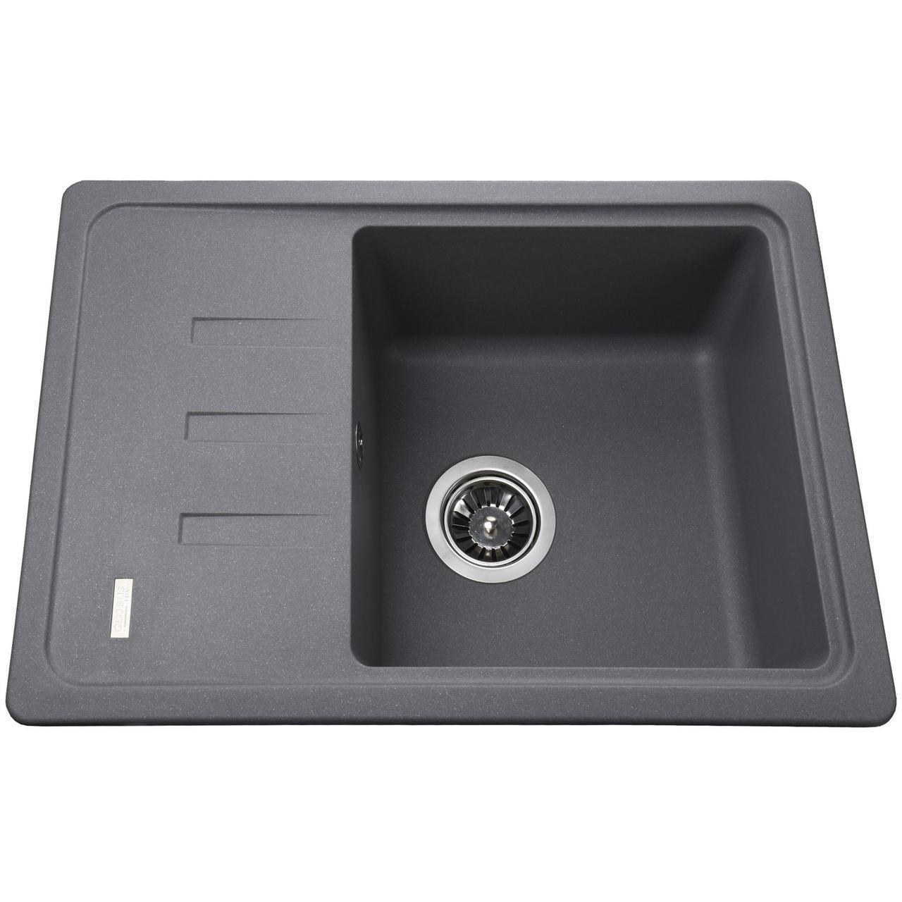 Гранітна мийка Globus Lux MONO сірий металік 620х435мм-А0003, фото 1