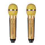 Караоке система SDRD SD-308 для дому на два мікрофони з кольоромузикою та Вluеtооth - Золота, фото 10