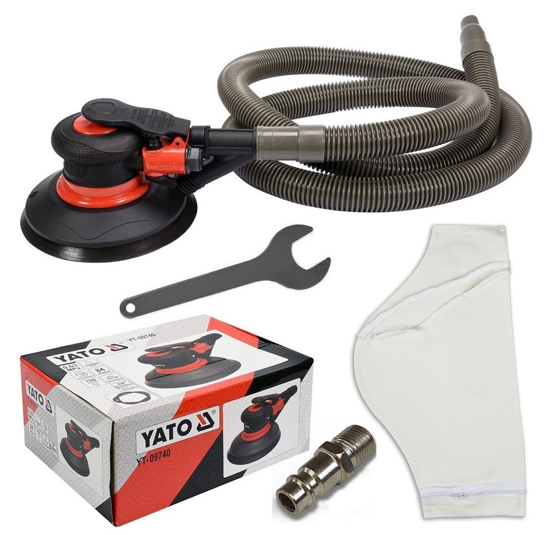 Шліфмашинка Орбітальна Пневматична Жабка Ø 150 мм, 84 л/хв, 5 мм YATO (YT-09740)