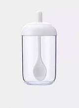 Банку з ложкою для спецій, солі, цукру (біла)