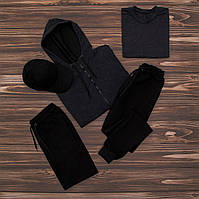 Комплект мужской Кофта + Штаны + Шорты + Футболка + Кепка Base темно-серый Спортивный костюм весенний осенний