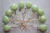 10 шт. набор Меренга (Безе) Топперы на палочке МАКАРОНСЫ салатовий