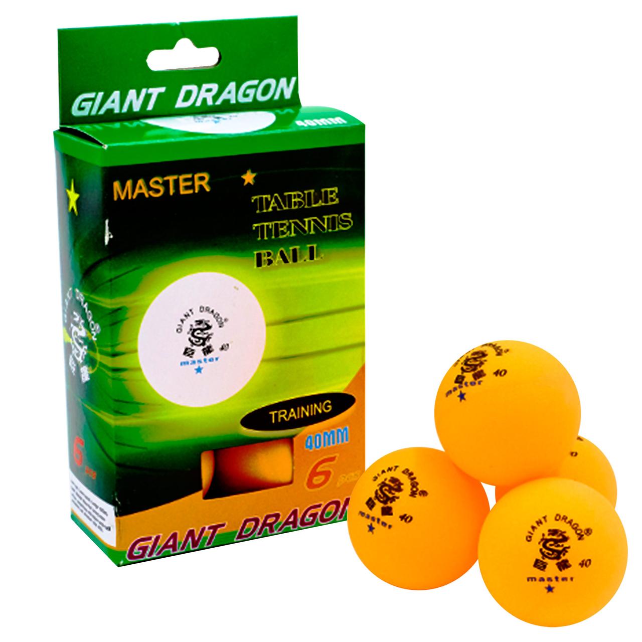 Набор мячей для настольного тенниса Giant Dragon Master 1* 40+ (6 шт) - фото 1 - id-p1662167019