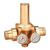 Редуктор зниження тиску з американками та двома виходами для манометрів Caleffi 1 1/2