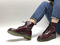 Женские ботинки Доктор Мартинс бордового цвета демисезонные (Женские ботинки Dr. Martens bordo осень/весна)