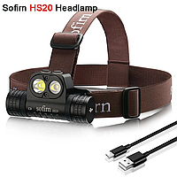 Налобний ліхтар Sofirn HS20, 1x18650, Cree XHP50B + Samsung LH351D, 2700люмен, зарядка через USB Type-C