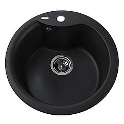 Гранітна мийка Globus Lux ORTA чорний металік 485мм-А0001