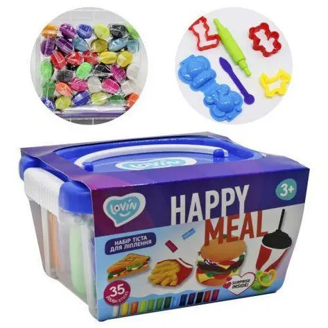 Набір тіста для ліплення Happy meal ТМ Lovin 41137 Хеппі Міл формочки 3D-молд інструмент качалка пластилін Ловін