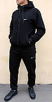 Мужской зимний спортивный костюм Nike на флисе черный Найк теплый трехнитка с начесом (Bon)