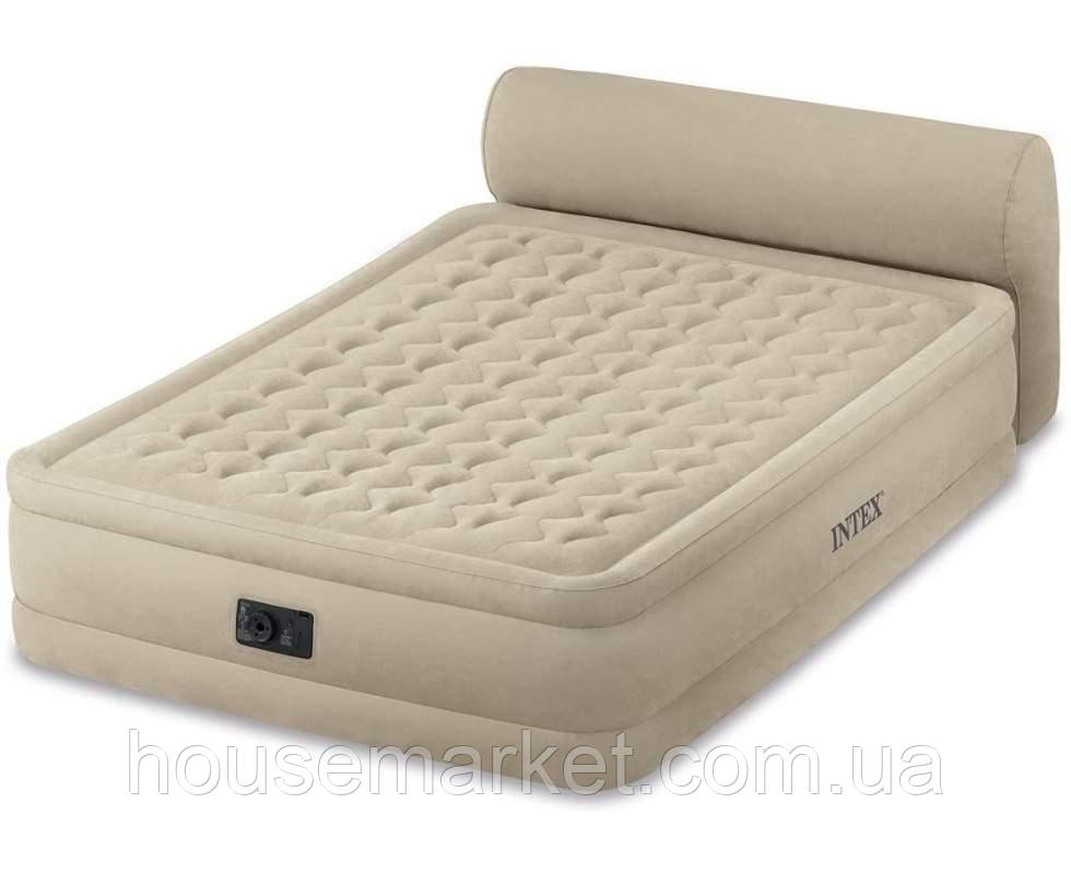 Двоспальне надувне ліжко з підголівником і вбудованим електронасосом, Intex 64460, 152*229*79 см - фото 1 - id-p1662219133