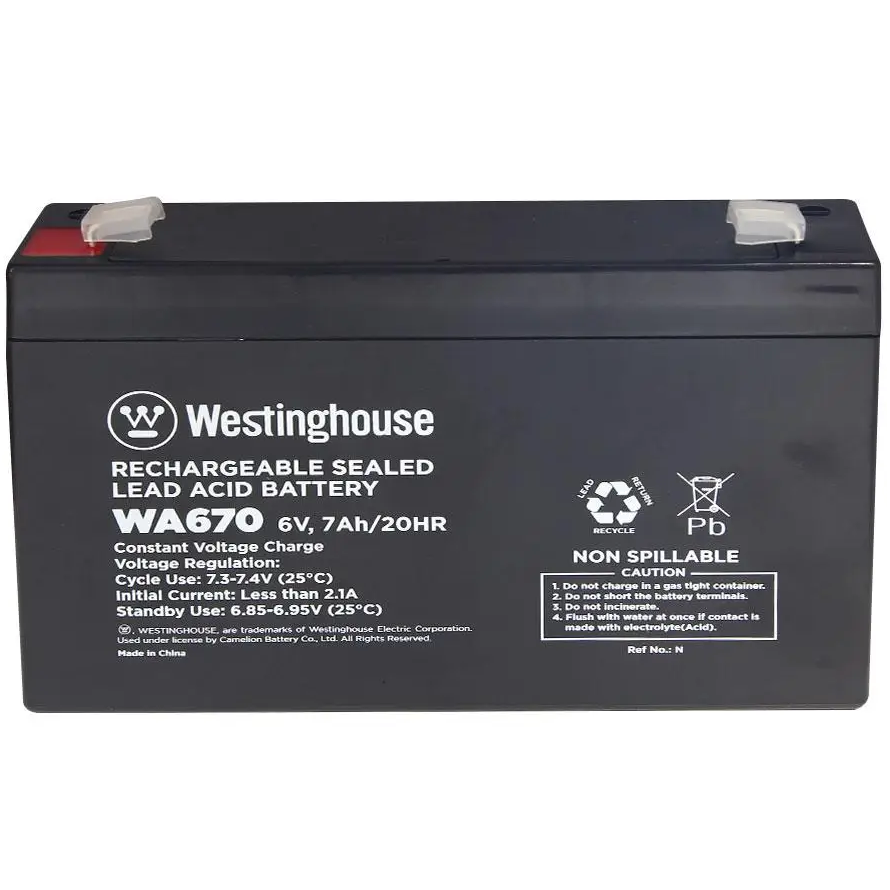 Акумуляторна батарея WESTINGHOUSE 6V, 7Ah, terminal F2, 670NF2
