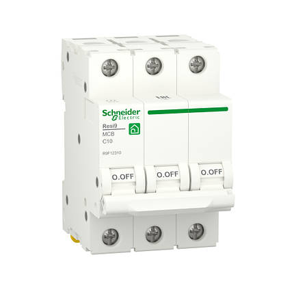 Автоматичний вимикач Schneider Electric Resi 9 (6кА) С 3p 3-п 10A C R9F12310, фото 1
