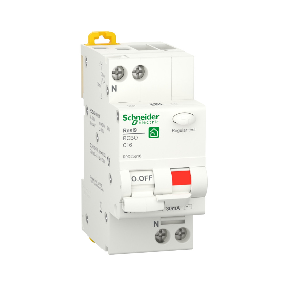 Диференційний автомат Schneider Electric Resi 9 RESI9 1P+N 16A C 30mA АC 6kA (C2) R9D25616