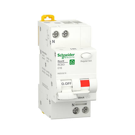 Диференційний автомат Schneider Electric Resi 9 RESI9 1P+N 16A C 30mA АC 6kA (C2) R9D25616, фото 1
