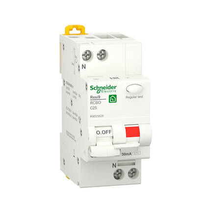 Диференційний автомат Schneider Electric Resi 9 1P+N 25A C 30mA АC 6kA R9D25625, фото 2