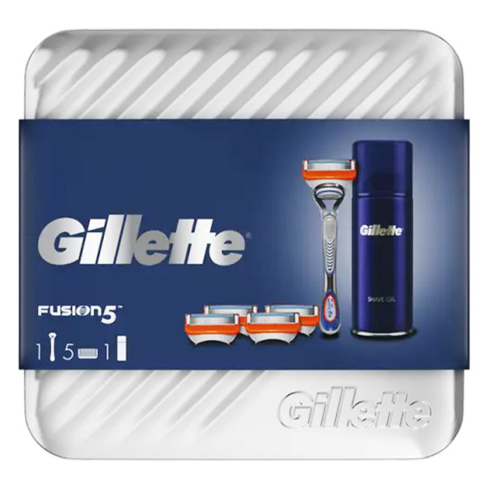 Набір подарунковий Gillette Fusion5 (станок + касети 5 шт + гель для гоління 75 мл)