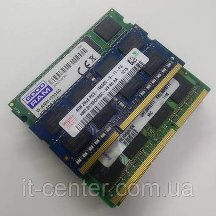 Оперативна пам'ять DDR3-1333 4Gb PC3-10600 SO-DIMM 1.5V (Б.В.), фото 1