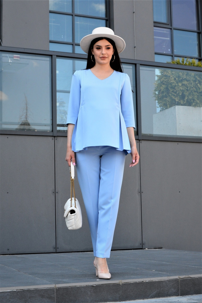 Класичний костюм для вагітних та годування, блакитний, фото 1