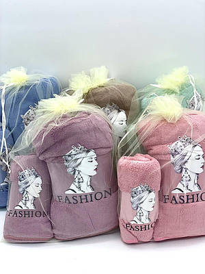 Комплект рушники лазня+лицо однотонні FASHION P01