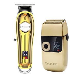 Комбо-набір для стрижки Surker Сordless I9 Gold + Surker Razor Cordless Gold (SK-I9GO+SK-5001-GO), фото 1