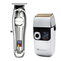 Комбо-набір для стрижки Surker Сordless I9 Silver + Surker Razor Cordless Silver(SK-I9SL+ SK-5001-SL)