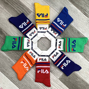 Шкарпетки чоловічі демісезонні спортивні бавовна Fila, Туреччина, розмір 41-45, середні, асорті, 04573