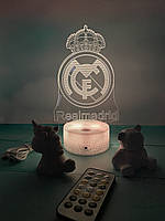 3d-лампа ФК Реал Мадрид Испания,подарок для фанатов футбола, светильник или ночник, 7 цветов и 4 режима, пульт