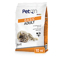 PetQM Cats Basic Adult with Poultry & Vegetables сухий корм для дорослих котів з птицею та овочами, 10 кг