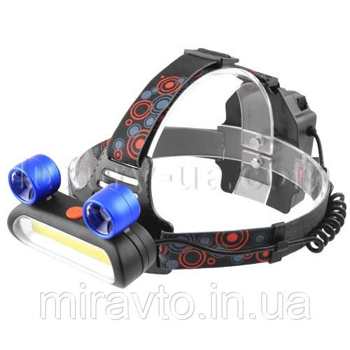 Ліхтарик-лоб "POLICE" BL-JR-2200-COB+2LTS, 2х18650 (3xAA), ЗП micro USB, signal light