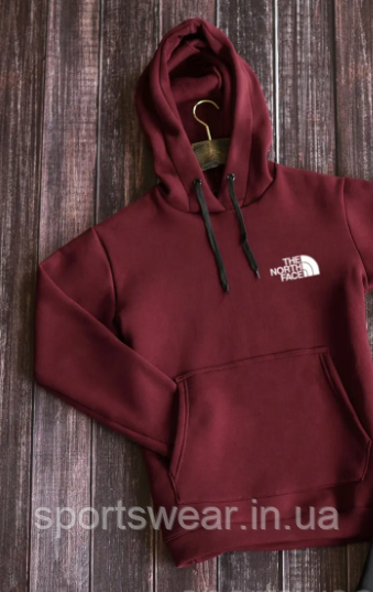 HOODIE THE NORTH FACE Толстовка Кофта з принтом Норт Фейс Кенгуру бордове Ноз Фейс Худі Нос Фейс Зимове