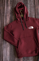 HOODIE THE NORTH FACE Толстовка с принтом Норт Фейс Кенгуру бордовое Ноз Фэйс Худи Нос Фейс Зимнее