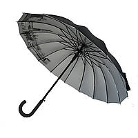 Женский зонт трость Calm Rain города на серебре под куполом Черный (1011-4)