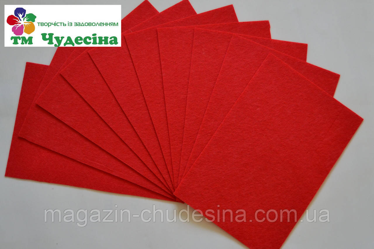 Фетр 3 мм 20*30 червоний жорсткий, фото 1