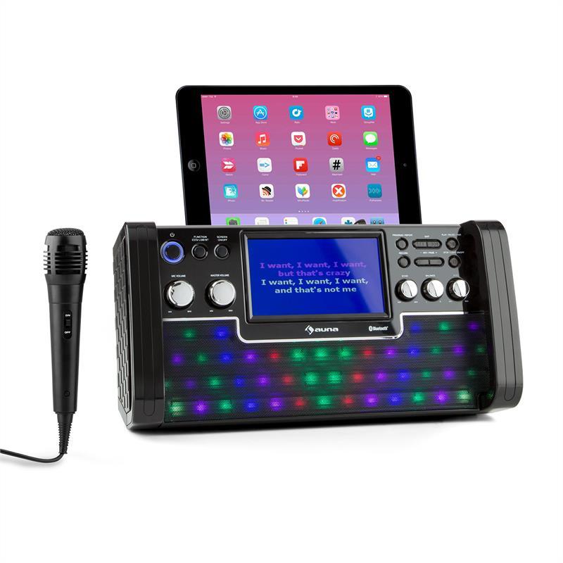 DiscoFever LED Bluetooth караоке-система LED 7" TFT-екран CD USB чорний Чорний (Німеччина, читати опис)