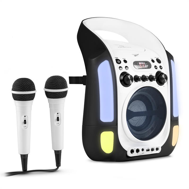 Kara Illumina караоке-система CD USB MP3 LED світлове шоу 2x мікрофон мобільний чорний (Німеччина,