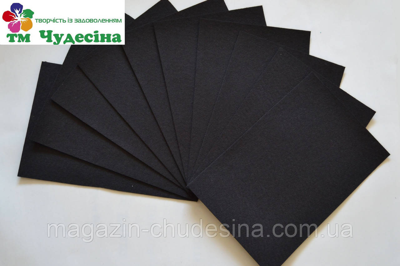 Фетр 3 мм 20*30 чорний жорсткий, фото 1