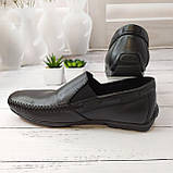 Дитячі підліткові шкіряні мокасини для хлопчика Golovin чорний розмір 34, фото 2