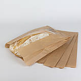 Пакет саше з прозорою вставкою 220*80*360 мм Паперовий пакет з вікном, упаковка 1000 шт, фото 2