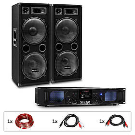 Підсилювач PW-2222 MKII PA-Set2 + 2 пасивних 12-дюймових гучномовця PA 500 Вт RMS / 1000 Вт макс.