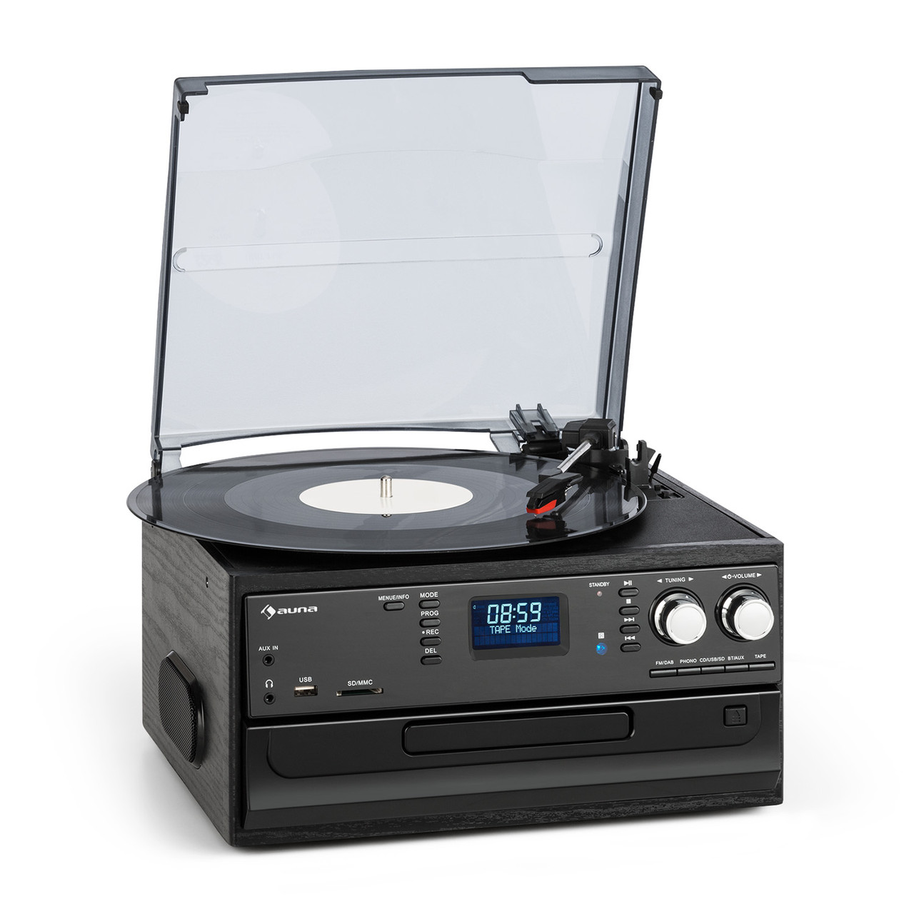Oakland DAB Retro Stereo System DAB+/FM BT Function Vinyl CD Cassette Black (Германия, читать описание)