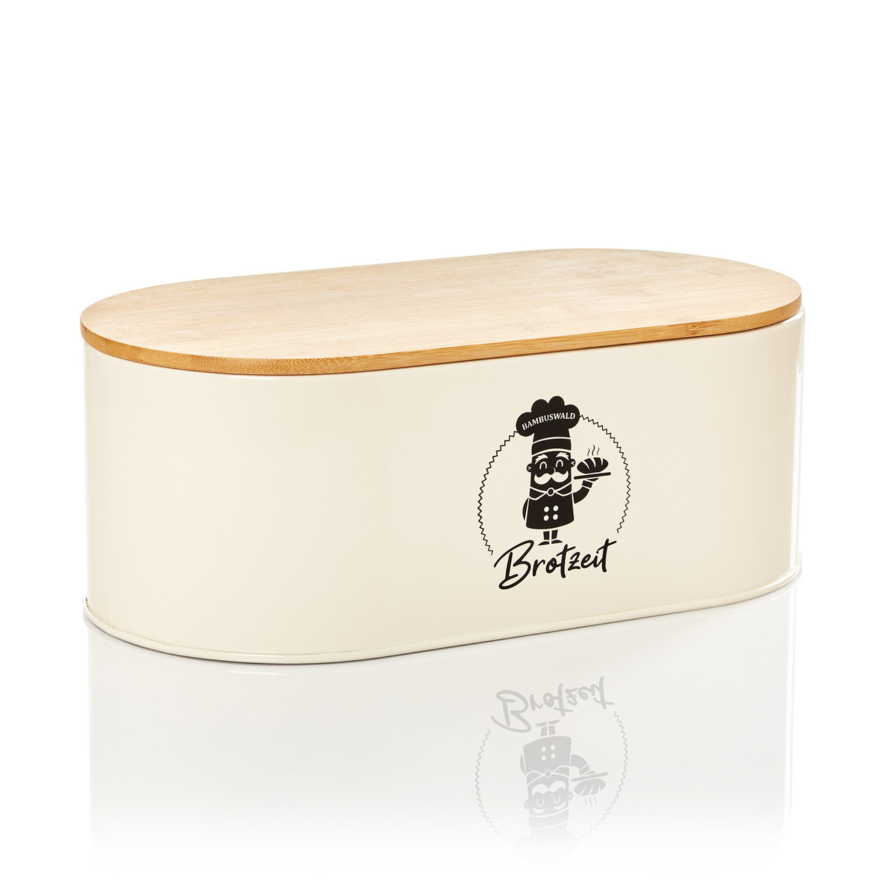 Хлібниця Rök з листового металу з бамбуковою кришкою 33,5 x 13 x 18 см (ШхВхГ) овальна бежева (Німеччина,, фото 1