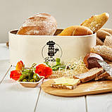 Хлібниця Rök з листового металу з бамбуковою кришкою 33,5 x 13 x 18 см (ШхВхГ) овальна бежева (Німеччина,, фото 2