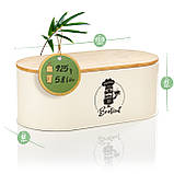 Хлібниця Rök з листового металу з бамбуковою кришкою 33,5 x 13 x 18 см (ШхВхГ) овальна бежева (Німеччина,, фото 7