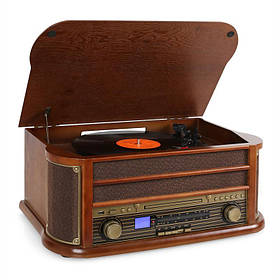 Belle Epoque 1908 Ретро Мікросистема USB CD MP3 Вініловий Дерев'яний Корпус CD-плеєр  ⁇  Коричневий (Німеччина,