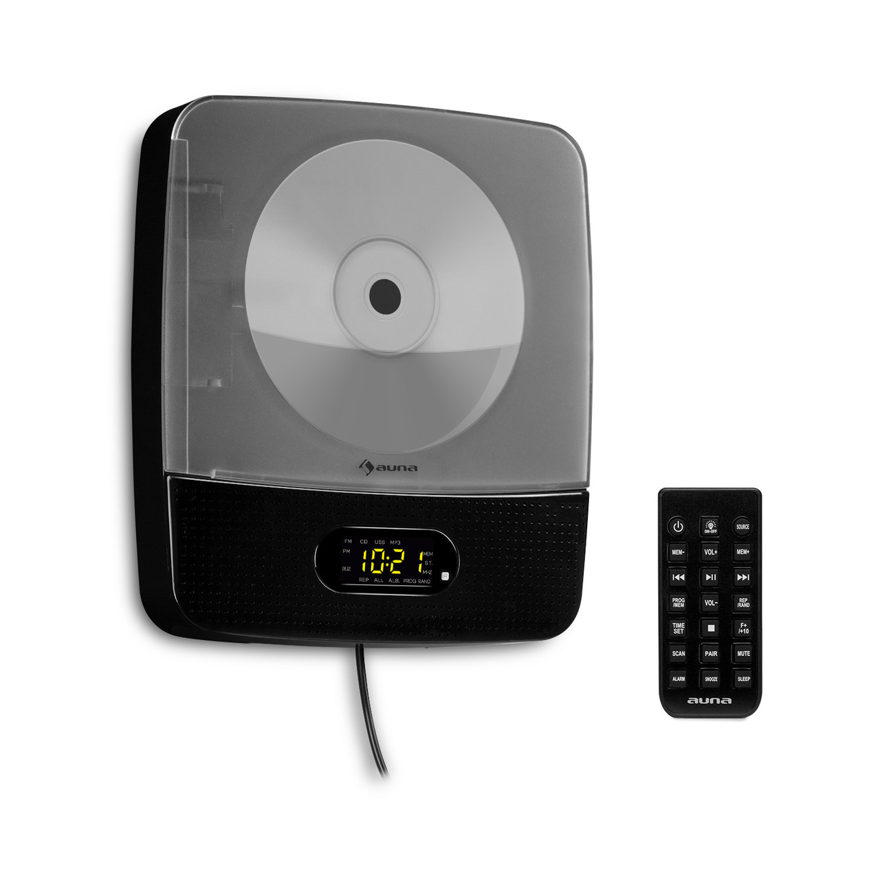 CD-плеєр Vertiplay Bluetooth Night Light FM-радіо AUX Цифровий годинник Чорний Чорний (Німеччина, читати опис)